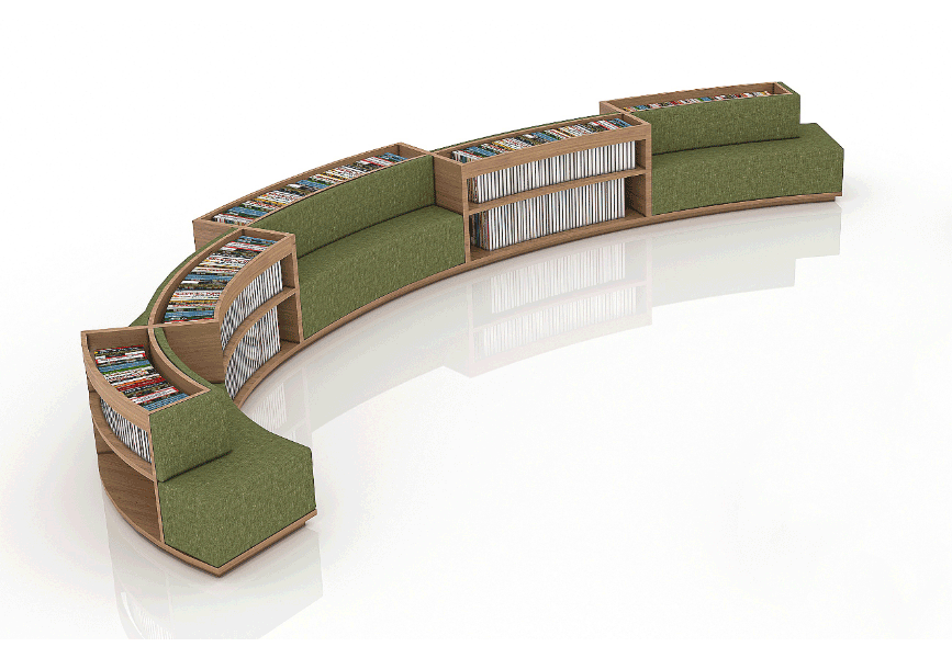Curved High-Back Storage Sofa C-667