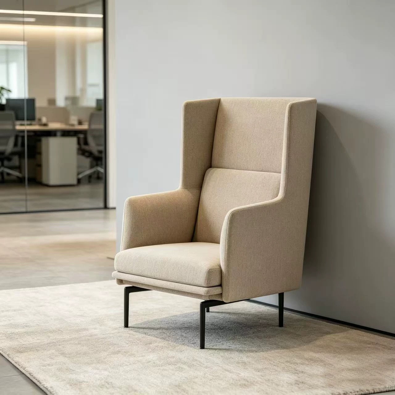 High-Back Privacy Lounge Chair | Modern Single Office Focus Seating