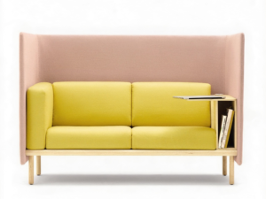 High-Back Privacy Sofa with Side Shelf | Modern Lounge & Meeting Sofa