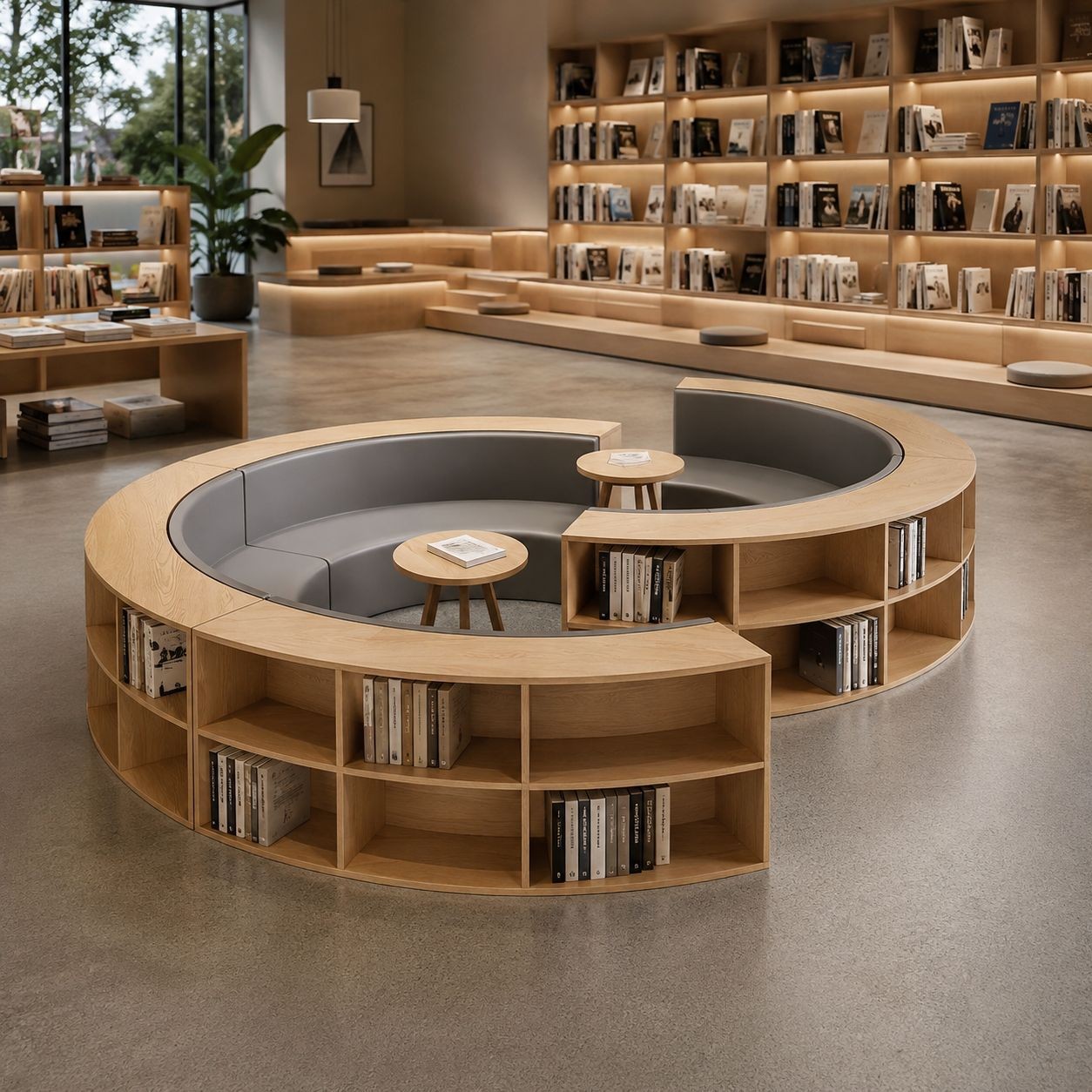Circular Bookshelf Sofa for Libraries & Reading Spaces