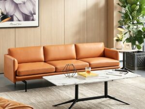 Modern 3-Seater Leather Sofa | Contemporary Business Reception Sofa