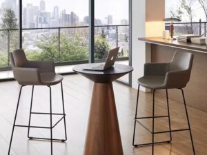Modern Upholstered Bar Stool with Armrests for Commercial Spaces