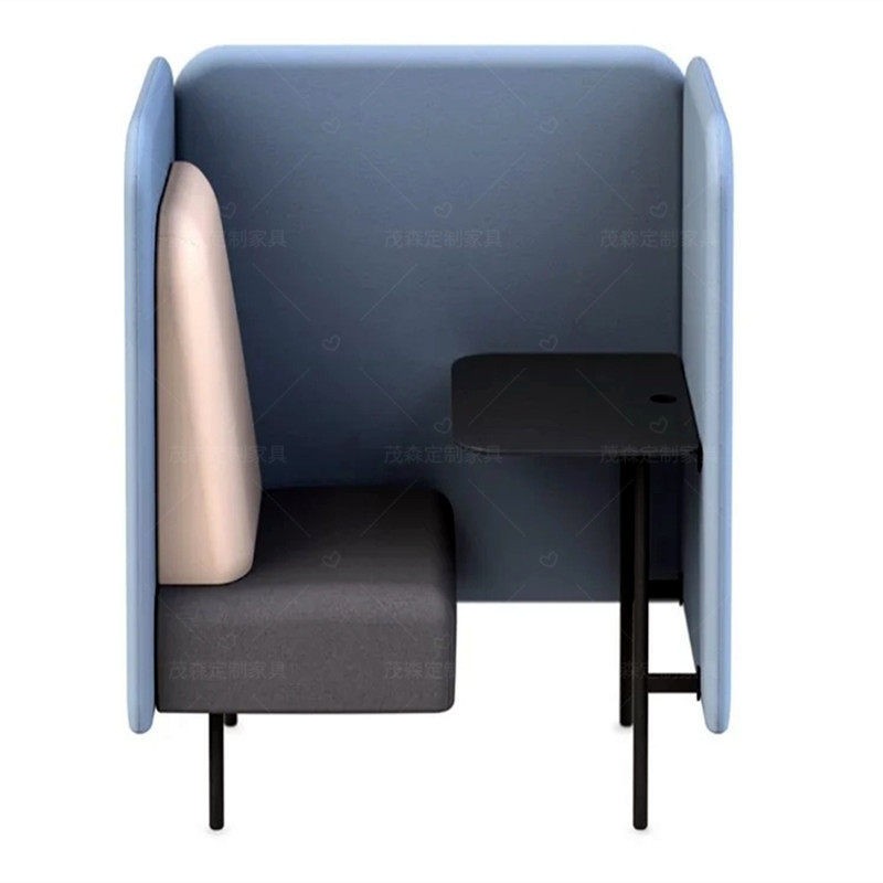 Single High-Enclosure Work Booth | Privacy Sofa with Integrated Desk