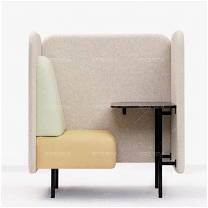 Single High-Enclosure Work Booth | Privacy Sofa with Integrated Desk - Image 2