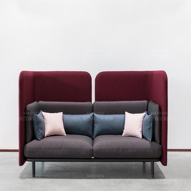 High-Back 2-Seater Privacy Sofa | Modern Enclosed Office Lounge Sofa