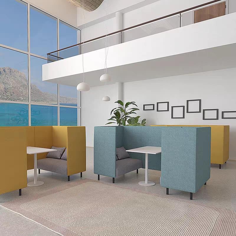 High-Enclosure Work Booth Sofa | Modern Semi-Enclosed Office Lounge Pod - Image 2