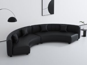 Modern Curved Sectional Sofa, Modular Upholstered Lounge Sofa for Office Lobby & Reception