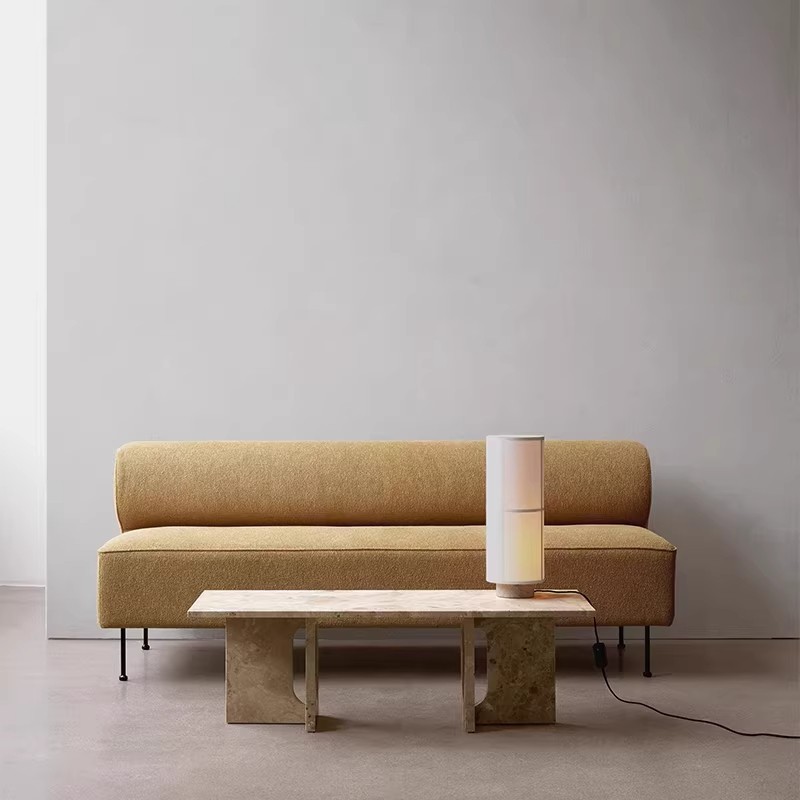 Minimalist Armless Modular Sofa, Boucle Fabric Upholstered Lounge Couch for Office Lobby - Image 2