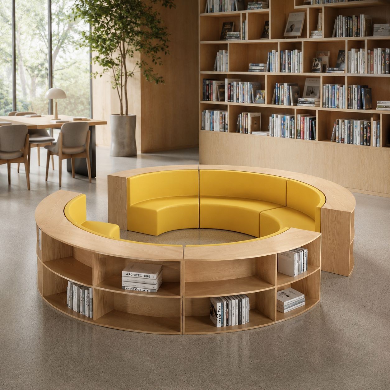 Circular Bookshelf Sofa for Libraries & Reading Spaces - Image 2