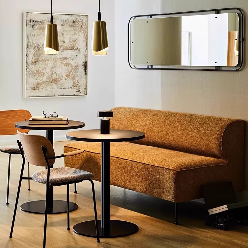 Minimalist Armless Modular Sofa, Boucle Fabric Upholstered Lounge Couch for Office Lobby - Image 3