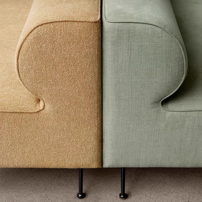 Minimalist Armless Modular Sofa, Boucle Fabric Upholstered Lounge Couch for Office Lobby - Image 4