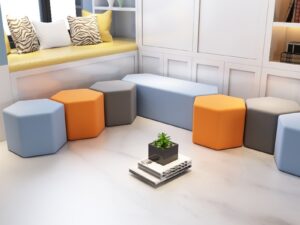 Hexagonal Modular Ottoman | Modern Geometric Lounge Seating for Public Spaces