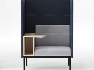 High-Back Privacy Work Sofa | Semi-Enclosed Lounge Booth with Side Table