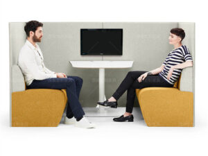 Face-to-Face 2-Person Meeting Booth | High-Back Privacy Seating with Display
