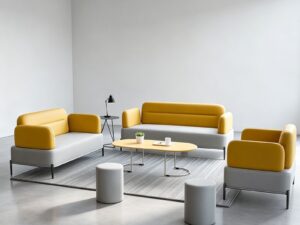 Modern Commercial Reception Sofa | Two-Tone Modular Lounge Seating