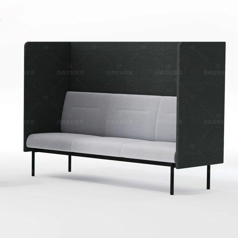 High-Back Privacy Work Sofa | Semi-Enclosed Lounge Booth with Side Table - Image 4