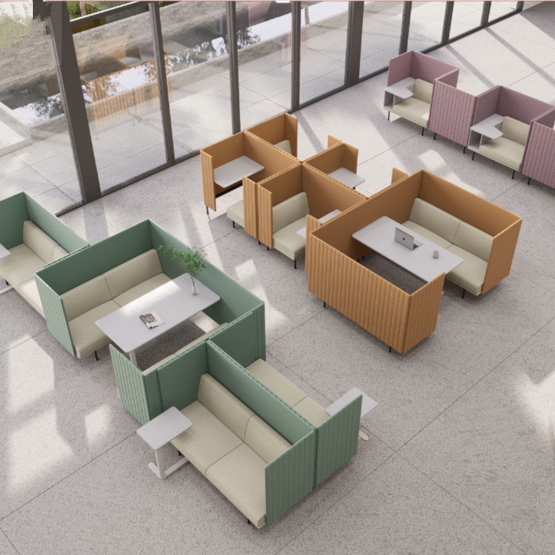High-Enclosure Office Booth Sofa | Modern Semi-Enclosed Meeting Booth - Image 3