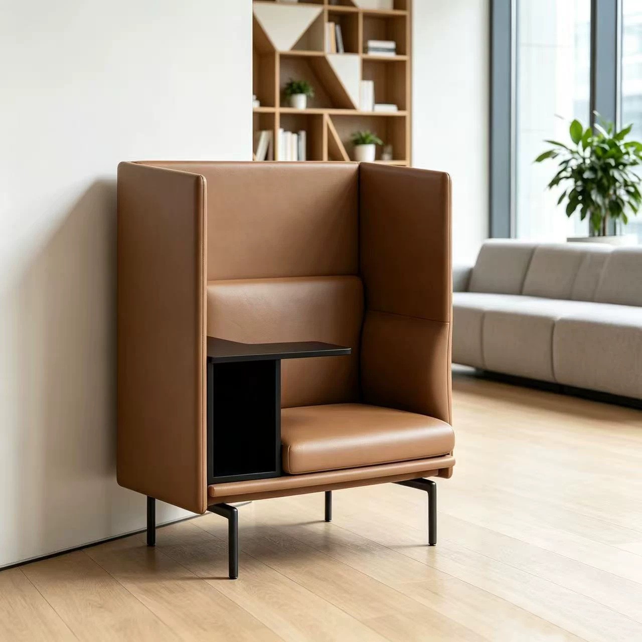 High-Back Privacy Lounge Chair | Modern Single Office Focus Seating - Image 3