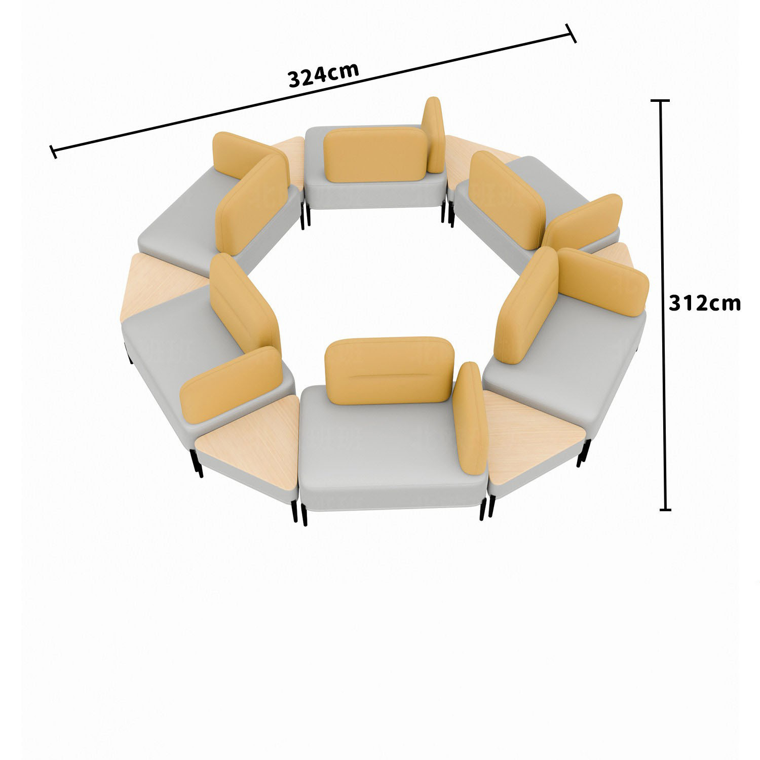 Modern Commercial Reception Sofa | Two-Tone Modular Lounge Seating - Image 5