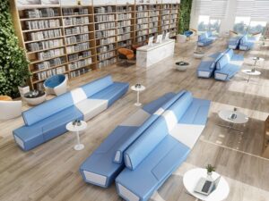 Modular Double-Sided Public Sofa | Modern Geometric Multi-User Seating
