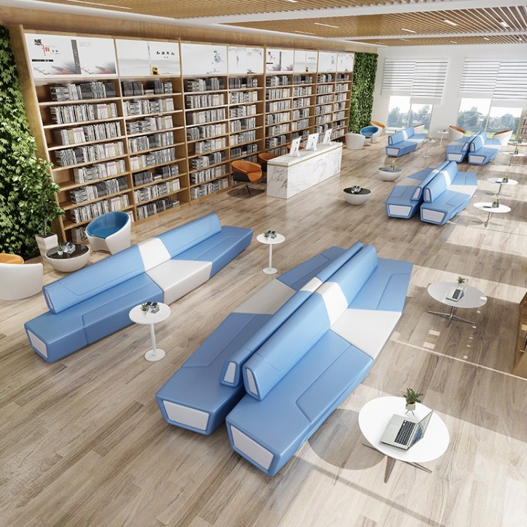 Modular Double-Sided Public Sofa | Modern Geometric Multi-User Seating
