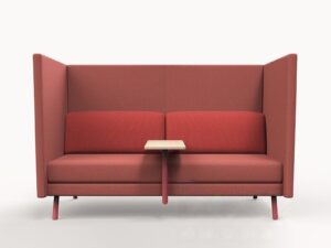 High Back 2-Seater Privacy Sofa | Office Lounge Sofa with Integrated Table