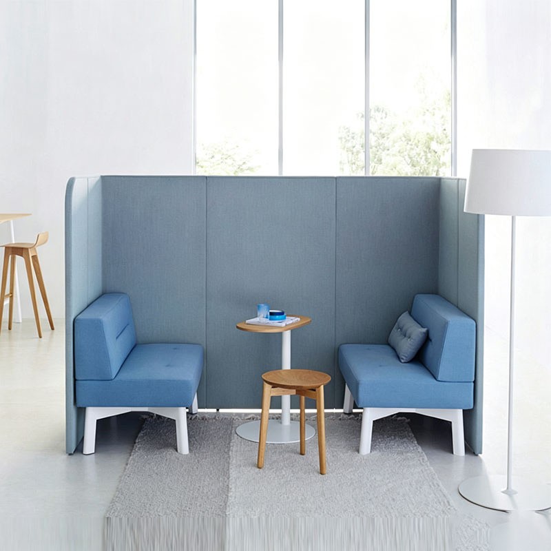 Semi-Private Office Meeting Booth Sofa with Integrated Table