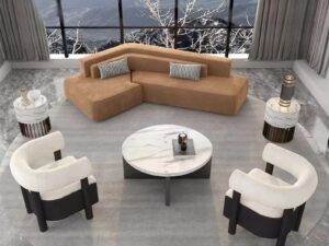 Curved Corner Lounge Sofa | Modern L-Shaped Modular Seating for Public Spaces