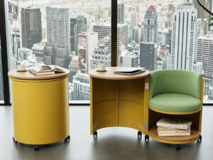 Mobile Lounge Chair & Side Table Set | Multifunctional Public Space Furniture