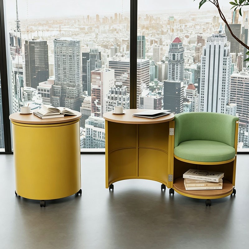 Mobile Lounge Chair & Side Table Set | Multifunctional Public Space Furniture