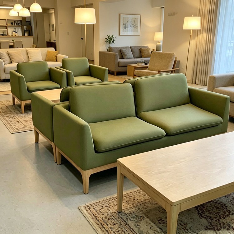 Modern Wood Frame Reception Sofa | 1-Seater & 2-Seater Office Lounge Collection - Image 3