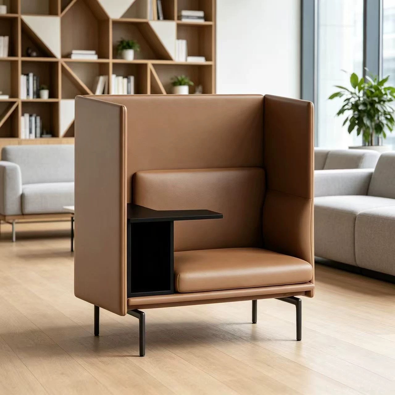 High-Back Privacy Lounge Chair | Modern Single Office Focus Seating - Image 4