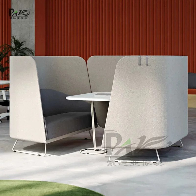High-Back 2-Seater Meeting Booth Sofa | Semi-Enclosed Office Collaboration Seating