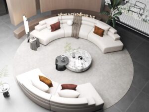 Double Curved Modular Sofa | Semi-Enclosed Public Lounge Seating