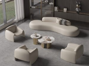 Modern Organic Curved Sofa | Premium Multi-Seat Lounge Seating