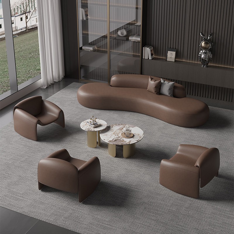 Modern Organic Curved Sofa | Premium Multi-Seat Lounge Seating - Image 3