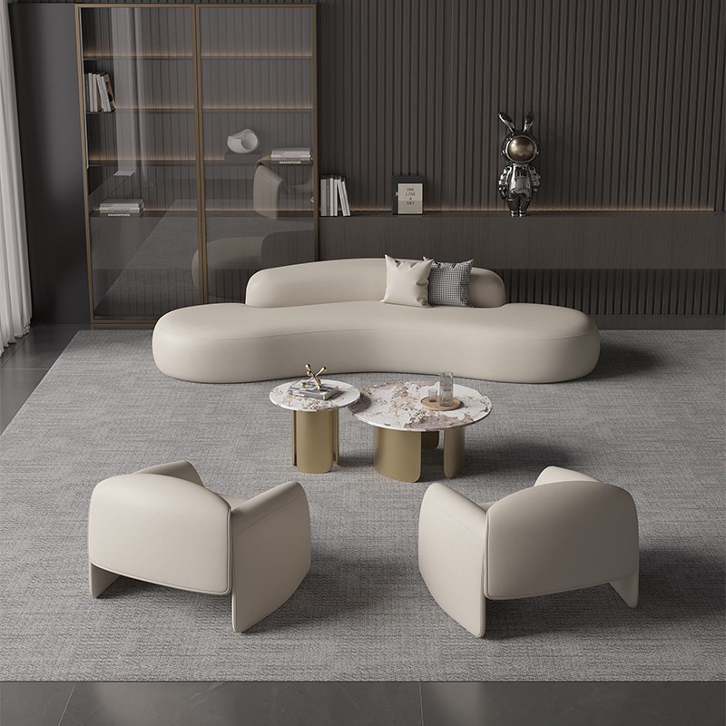 Modern Organic Curved Sofa | Premium Multi-Seat Lounge Seating - Image 4