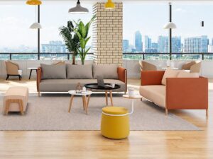 Modern Two-Tone Office Lounge Sofa | Commercial 2 & 3 Seater Reception Sofa