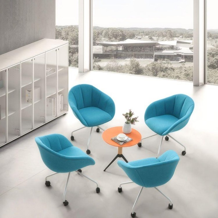 Modern Enveloping Lounge Chair | Upholstered Meeting Chair with Metal Sled Base - Image 3