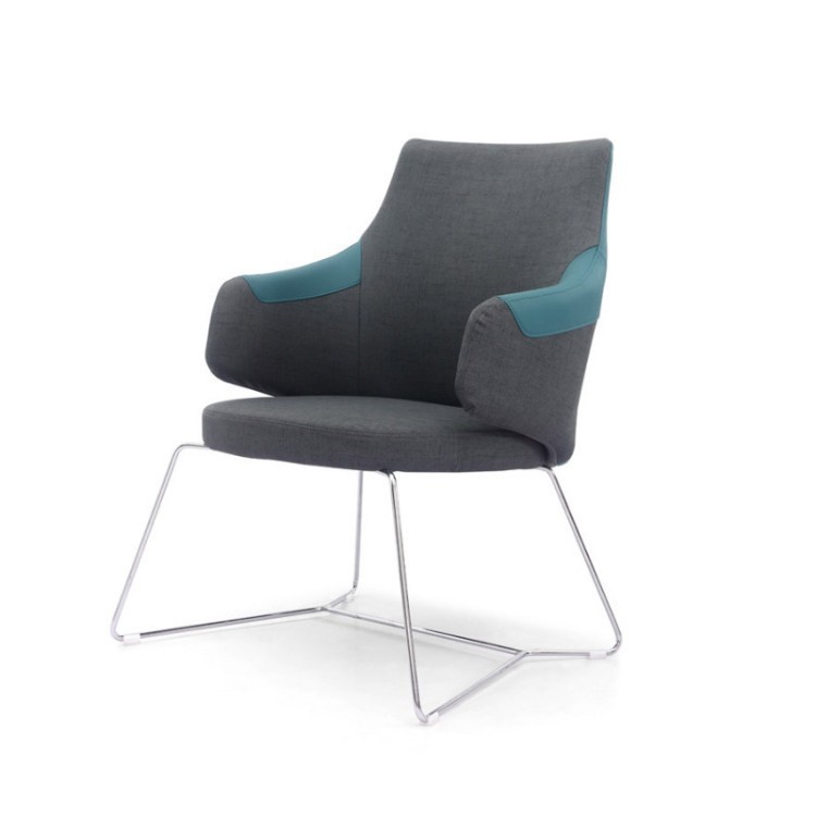 Modern Enveloping Lounge Chair | Upholstered Meeting Chair with Metal Sled Base - Image 5