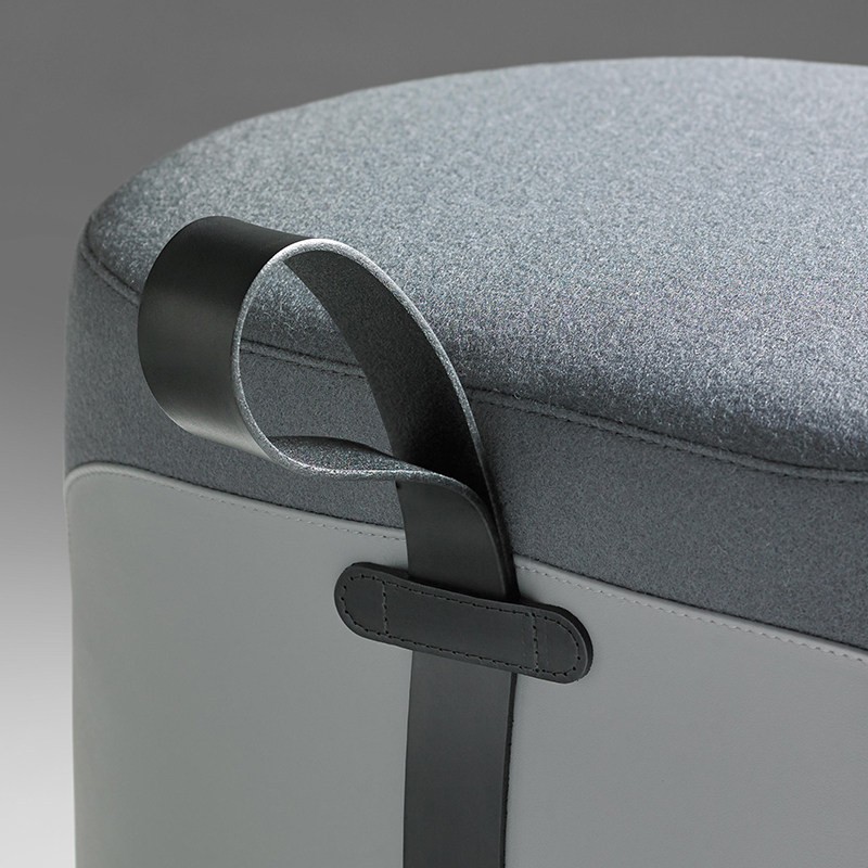 Modern Cylindrical Ottoman Stool | Minimalist Two-Tone Lounge Seating - Image 4