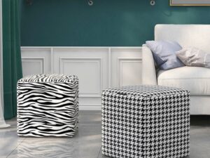 Patterned Cube Ottoman | Modern Upholstered Lounge Stool for Public Spaces