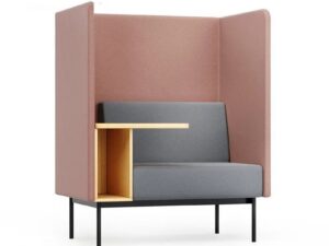 High-Back Privacy Lounge Sofa | Single Booth Seat with Side Table