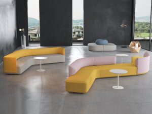Modern Curved Modular Sofa | Two-Tone Commercial Lounge Seating