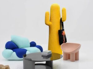 Cactus-Shaped Upholstered Privacy Screen for Modern Workspaces