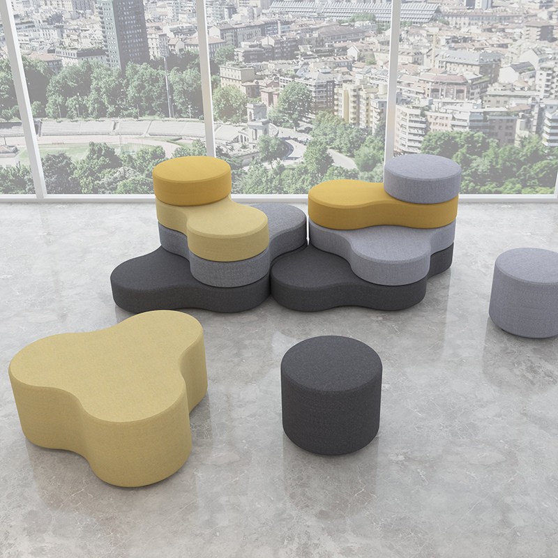 Organic Cloud Modular Ottoman | Modern Curved Lounge Seating for Public Spaces