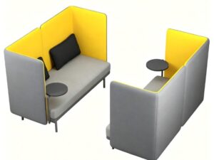 High-Back Privacy Booth Sofa | Semi-Enclosed Lounge Seating with Side Table