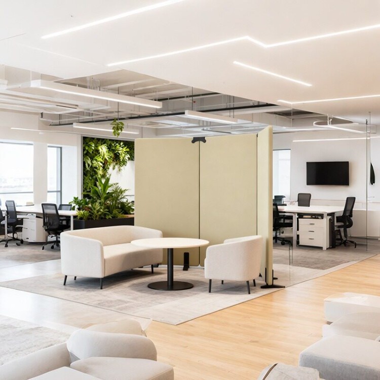 Freestanding Acoustic Office Screen | High-Back Upholstered Space Divider - Image 2