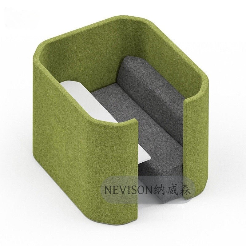 Curved High-Back Privacy Booth | Modern Semi-Enclosed Office Lounge Seating - Image 3