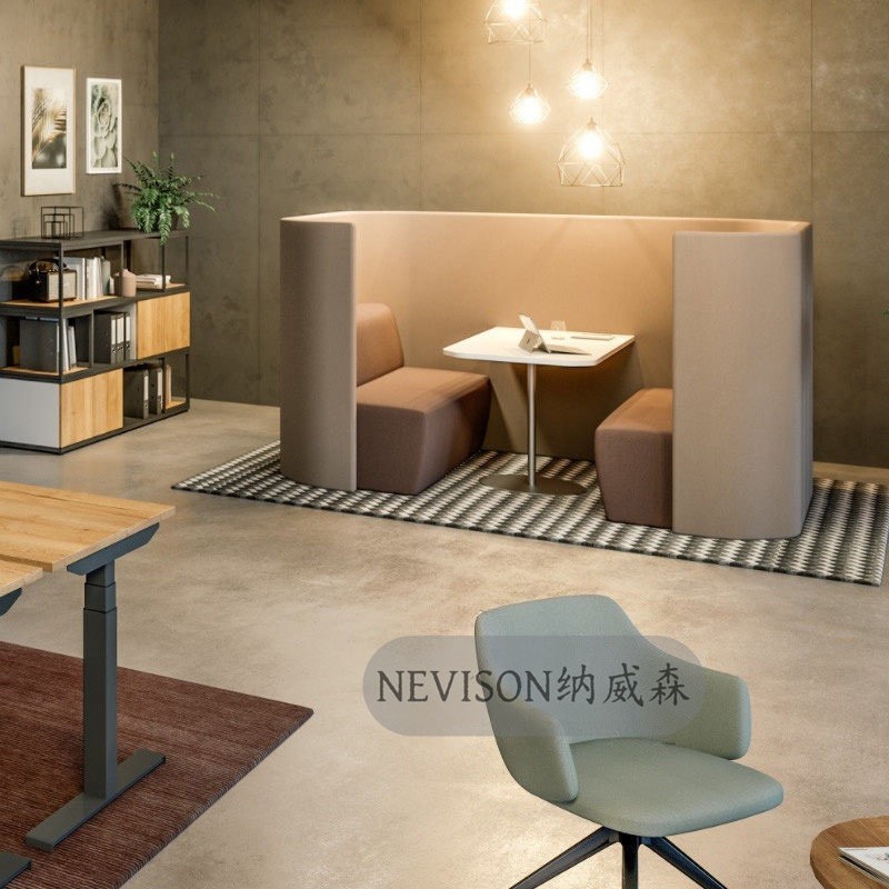Curved High-Back Privacy Booth | Modern Semi-Enclosed Office Lounge Seating - Image 4